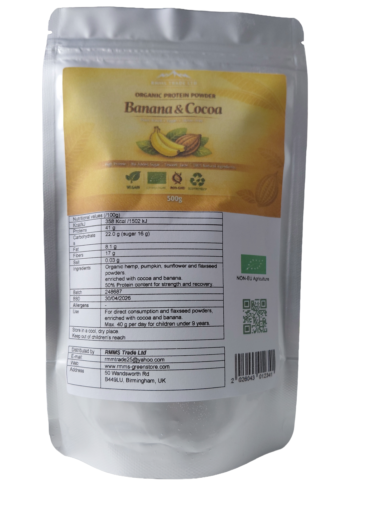 Protein Powder Banana and Cocoa Organic